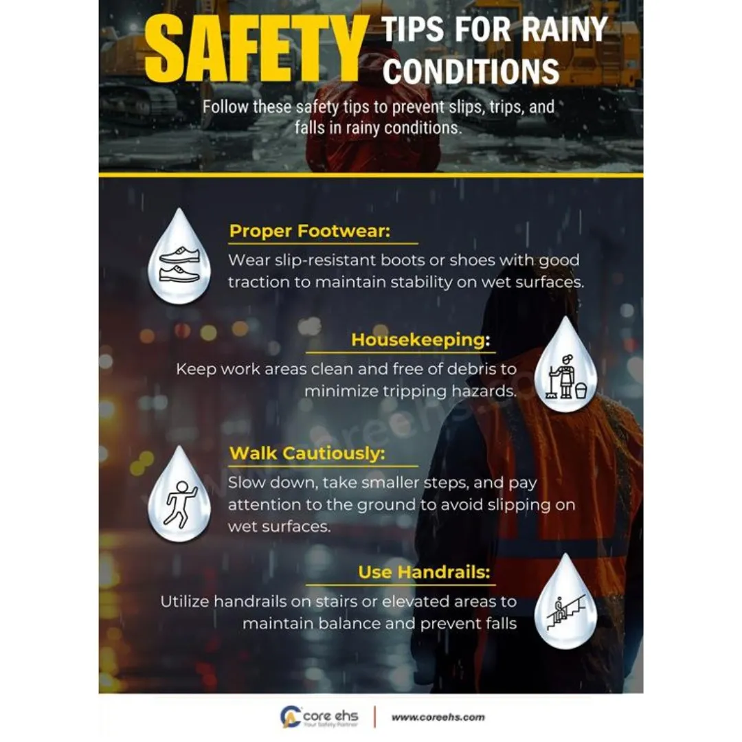 It’s not the rain that causes accidents, it’s what we forget to do when it starts. Wet floors. M